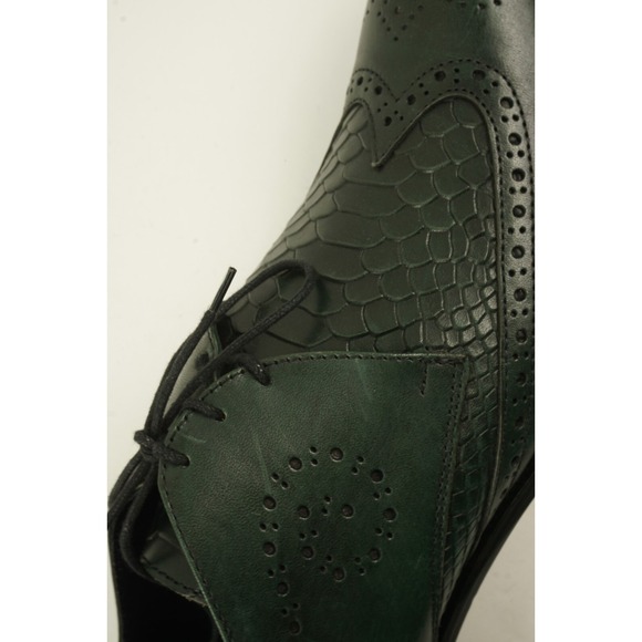 Duca MaTiSte Vero Cuoio Forest Green Italian Leather Crocodile Wingtip Derby 9.5 main image 10